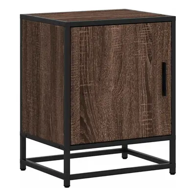 (brown oak, pcs) vidaXL Bedside Cabinets pcs Black 40x31x50 cm Engineered Wood and Metal