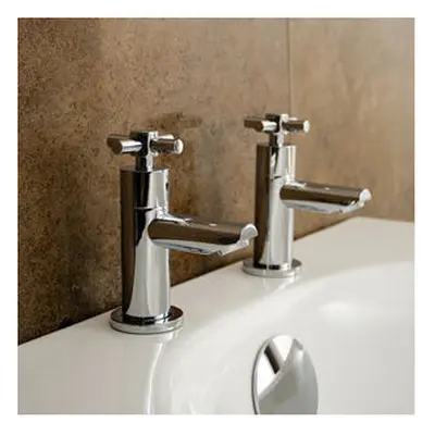 Linden Cross Head Hot & Cold Basin Taps & Basin Waste Chrome