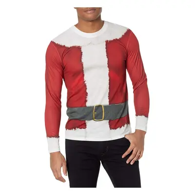 Faux Real Men's 3D Photo-Realistic Ugly Christmas Sweater Long Sleeve T-Shirt Santa Claus Small