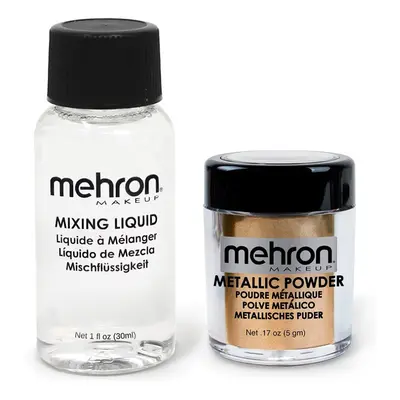 Mehron Makeup Metallic Powder (.17 Ounce) with Mixing Liquid (1 oz) (G