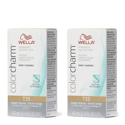 (T35 + T35) Wella Color Charm T35 Beige Blonde Permanent Liquid Hair Toner