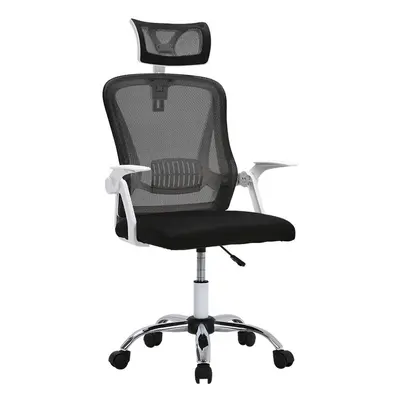 (White + Black) Swivel Office Chair with Headrest