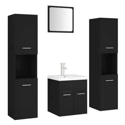 (black) vidaXL Bathroom Furniture Set Chipboard Wall Mirror Multi Sizes Multi Colors