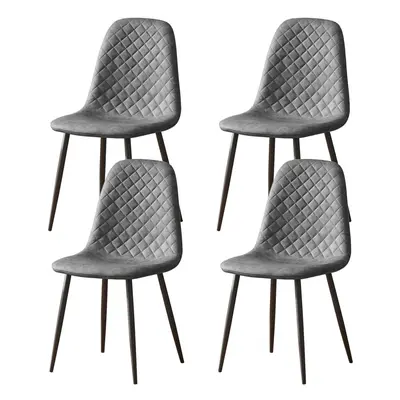 (PU-Grey, 4) 2/4 x Dining Chairs Velvet Chair metal Legs office