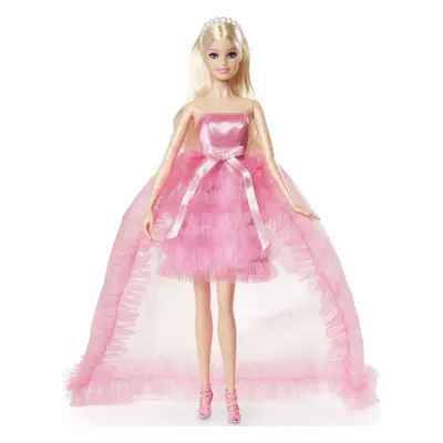 Barbie Birthday Wishes Doll with Blonde Hair and Pink Satin and Tulle Dress Special Occasion Gif