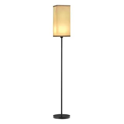 HOMCOM Standing Floor Lamp with Linen Shade for Living Room, Bedroom, Black