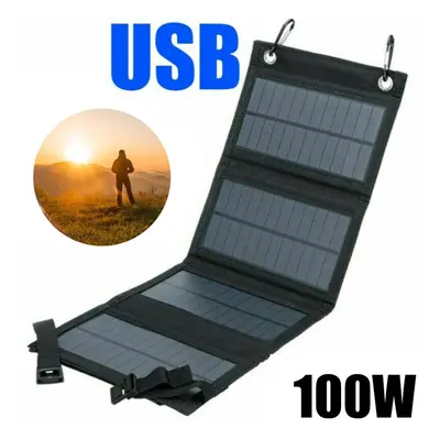 100W Foldable Solar Panel USB Charger Outdoor Emergency Power Bank