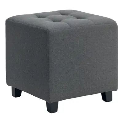 HOMCOM Small Footstool Square Ottoman with Padded Seat for Living Room Grey