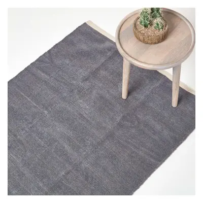 (90 x cm, Dark Grey) Chenille Plain Cotton Rug