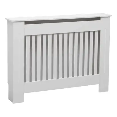 Oypla Medium White Wooden Slatted Grill Radiator Cover MDF Cabinet