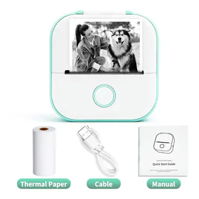 (Green Printer) Mini Sticker Printer Phomemo T02 Thermal Portable Inkless Pocket Phone Printer C