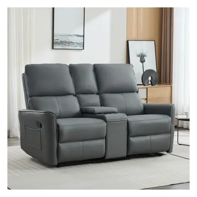 (Grey) MADRID SEATER W CONSOLE MANUAL RECLINER SOFA