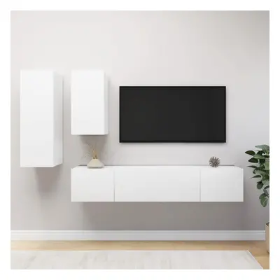 vidaXL TV Cabinet Set Piece White Chipboard Home Furniture TV Stand Cabinet