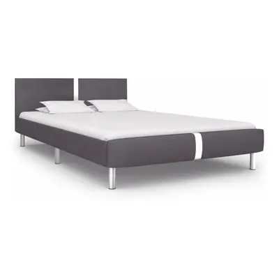 vidaXL Bed Frame Home Bed Base Bedstead Grey Faux Leather 135x190 cm Double