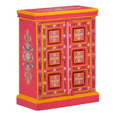 vidaXL Sideboard Solid Mango Wood Pink Hand Painted