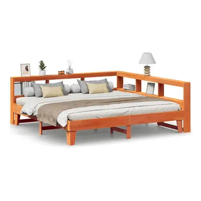 vidaXL Bookcase Bed without Mattress Wax Brown 200x200cm Solid Wood Pine bed