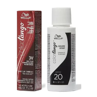 (3V +Developer (Vol. 20) 2oz ) Wella Color Tango 3V Deep Plum Permanent Haircolor