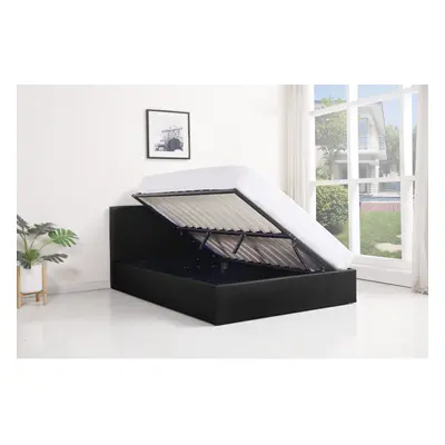 (4ft Small Double Bed) KOSY KOALA Ottoman Storage Bed Side Lift Opening Black 3FT SINGLE/4FT SMA