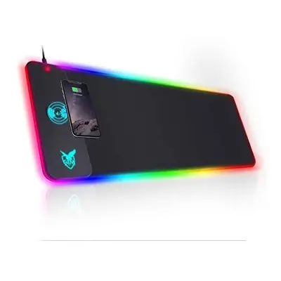 Wireless Charging RGB Gaming Mouse Pad 10W, GIM LED Mouse Mat 800x300x4MM, Light Modes Extra Lar