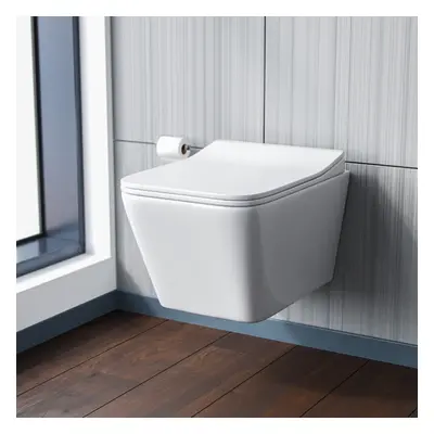 Inton Rimless Wall Hung Toilet Pan + Soft Close Toilet Seat