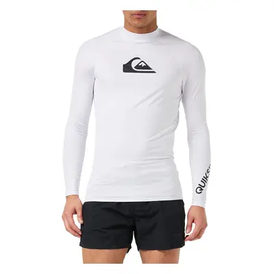 Quiksilver mens All Time Long Sleeve Rashguard Upf Sun Protection Surf Rash guard Shirt White X-