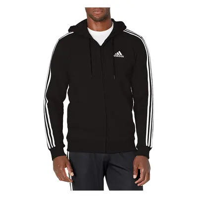 adidas Men's Essentials Fleece 3-Stripes Full-Zip Hoodie Black X-Lar