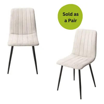 (Cream) Home Source Baldwin Pair of Stripe Stitched Dining Chairs