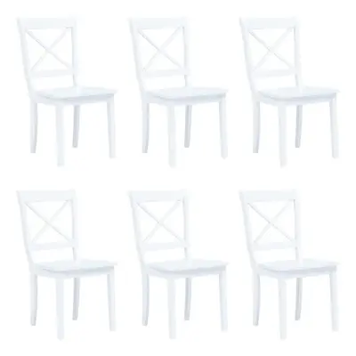 vidaXL 6x Solid Rubber Wood Dining Chairs White Kitchen Furniture Seating