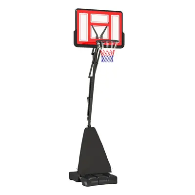 SPORTNOW 2.45-3.05m Portable Basketball Hoop and Stand with Wheels, Red