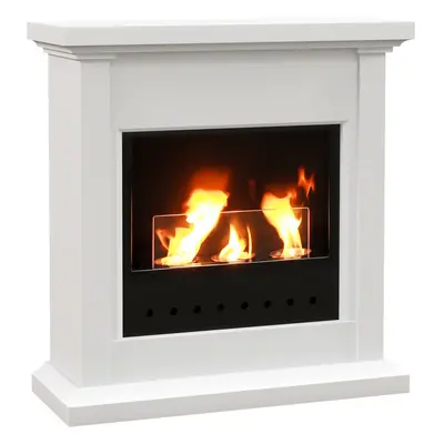 HOMCOM Bioethanol Fire, Ethanol and Gel Fireplace, Hours Burns, White