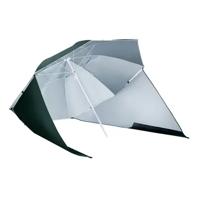 Outsunny 2m Beach Umbrella Sun Shelter in Umbrella UV Protection Steel Green