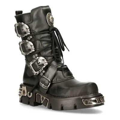 (37) New Rock 391-S1 Leather Gothic Mid Calf Boots