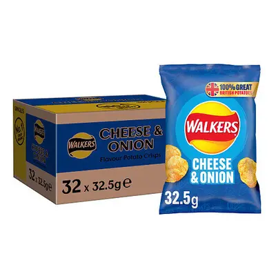 Walkers Cheese & Onion Crisps 32.5g (Pack of 32)