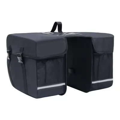 vidaXL Double Bicycle Bag for Pannier Rack Waterproof L Black Storage Bag