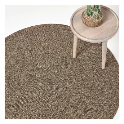 (120 cm Round, Linen) Handmade Woven Braided Rug