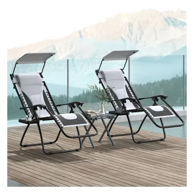 Outsunny Pcs Zero Gravity Lounger Chair, Folding Reclining Chair, Grey