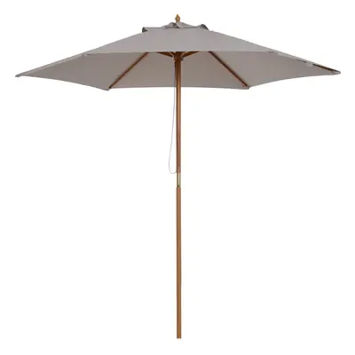 Outsunny 2.5m Wood Garden Parasol Sun Shade Patio Outdoor Wooden Umbrella Canopy