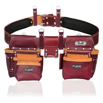 (Maroon) Tool Pouch Framers Combo Tool Belt Tool Kit | Heavy Duty Pro Gauge Leather