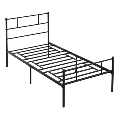 HOMCOM Single Metal Bed Frame w/ Headboard and Footboard, Underbed