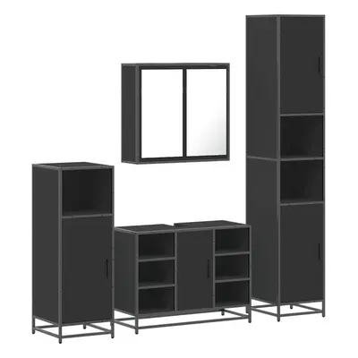 (black) vidaXL 4ÃÂ Piece Bathroom Furniture SetÃÂ Black Engineered Wood bathroom cabinet