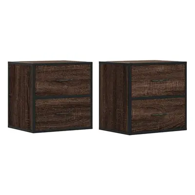 (brown oak, pcs) vidaXL Wall-mounted Bedside Cabinets pcs Sonoma Oak 40x31x39.5 cm cabinet