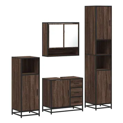 (brown oak) vidaXL 4ÃÂ Piece Bathroom Furniture SetÃÂ Smoked Oak Engineered Wood