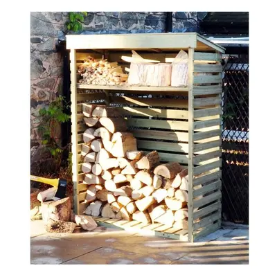 Large Wooden Garden Log Store / Storage Shed with Shelf 156cm x 117cm