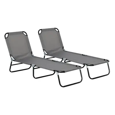 Outsunny Piece Reclining Chaise Lounge with 5-Level Adjustable Backrest Grey