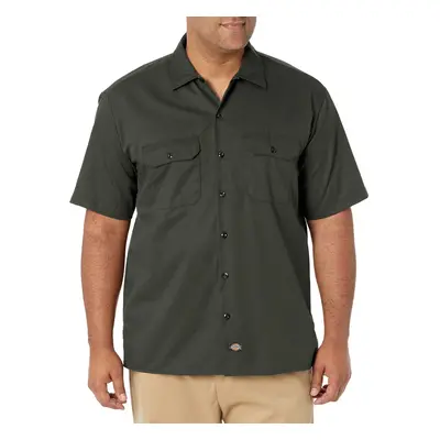 Dickies Men's Short-Sleeve Work Shirt Olive Green Large