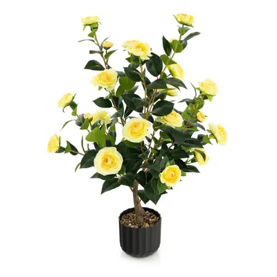 Artificial Camellia Tree Faux Flower Plant Pot Artificial Tree Yellow Flowers