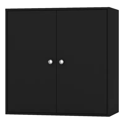 (Black, With Black Door) 2-Tier Wooden Storage Cupboard