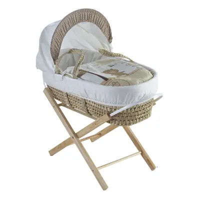 Tiny Ted Cream Palm Moses Basket with Folding Stand - Opal Natural