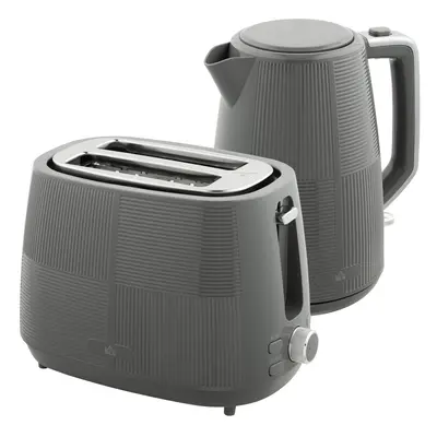 HOMCOM 1.7L Fast Boil Electric Kettle and Slice Water Toaster Set, Grey