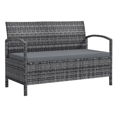 Outsunny Rattan Garden Bench w/ 125L Storage, Cushioned Outdoor Bench, Grey